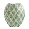 Rhys Decorative Vase | Hand-Applied Mosaic-Pattern Green-White Capiz 14"
