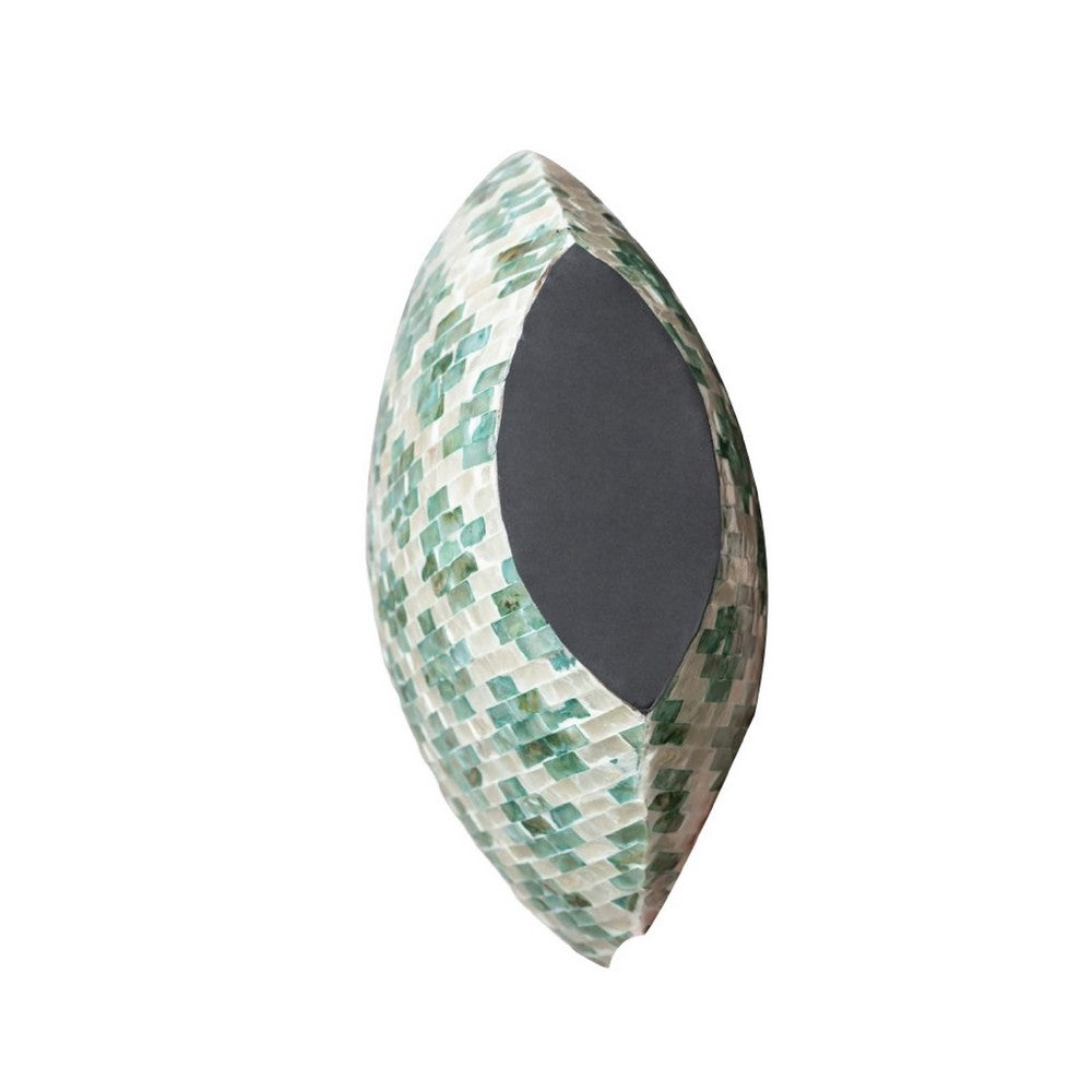 Rhys Decorative Vase | Hand-Applied Mosaic-Pattern Green-White Capiz 14"