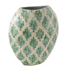 Rhys Decorative Vase | Hand-Applied Mosaic-Pattern Green-White Capiz 14"
