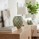 Rhys Decorative Vase | Hand-Applied Mosaic-Pattern Green-White Capiz 14"