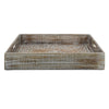 Owen Tray | Floral Scroll Carvings | Raised Edges | Brown Mango Wood 16x12