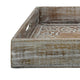 Owen Tray | Floral Scroll Carvings | Raised Edges | Brown Mango Wood 16x12