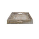 Owen Square Tray | Floral Carved Raised Edge Brown Mango Wood 16x16