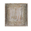 Owen Square Tray | Floral Carved Raised Edge Brown Mango Wood 16x16