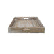 Owen Square Tray | Floral Carved Raised Edge Brown Mango Wood 16x16