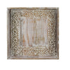 Owen Square Tray | Floral Carved Raised Edge Brown Mango Wood 16x16