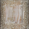 Owen Square Tray | Floral Carved Raised Edge Brown Mango Wood 16x16