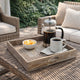 Owen Square Tray | Floral Carved Raised Edge Brown Mango Wood 16x16