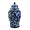 Reed Ginger Jar with Dome Lid | Floral Pattern Blue-White Porcelain 18"