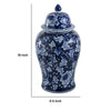 Reed Ginger Jar with Dome Lid | Floral Pattern Blue-White Porcelain 18"