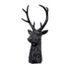 Cadie 8-Point Deer Head Sculpture | Carved Details | Black Resin 11"