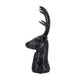 Cadie 8-Point Deer Head Sculpture | Carved Details | Black Resin 11"