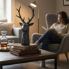 Cadie 8-Point Deer Head Sculpture | Carved Details | Black Resin 11"