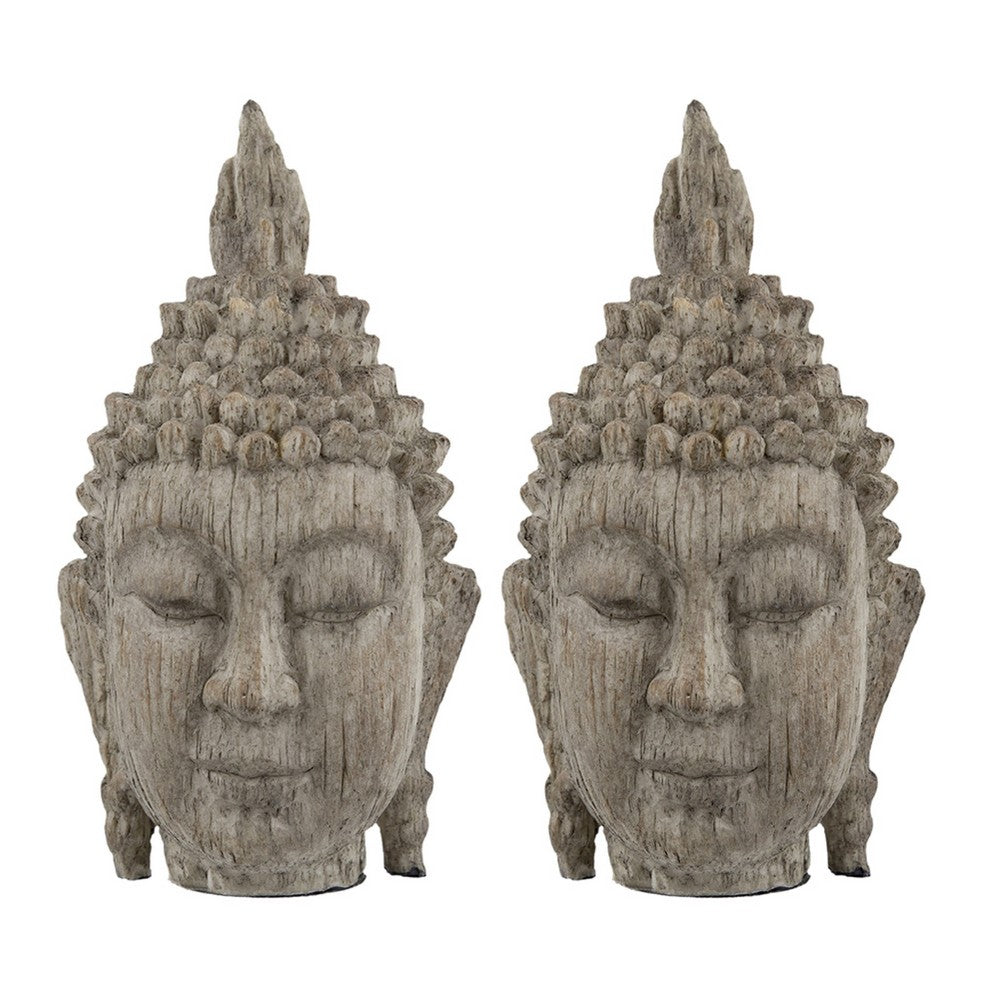 Todd Meditating Buddha Sculpture Set of 2 | Detailed Textures | Brown 9"