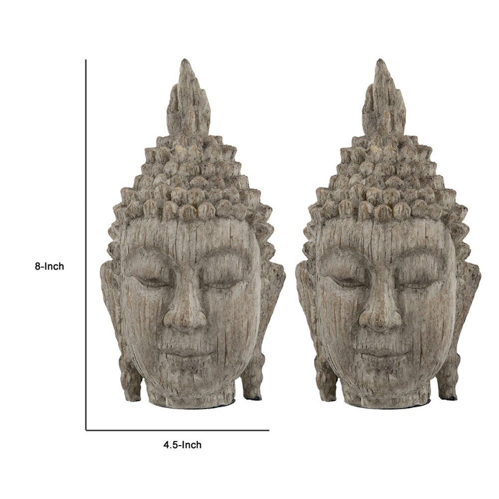 Todd Meditating Buddha Sculpture Set of 2 | Detailed Textures | Brown 9"