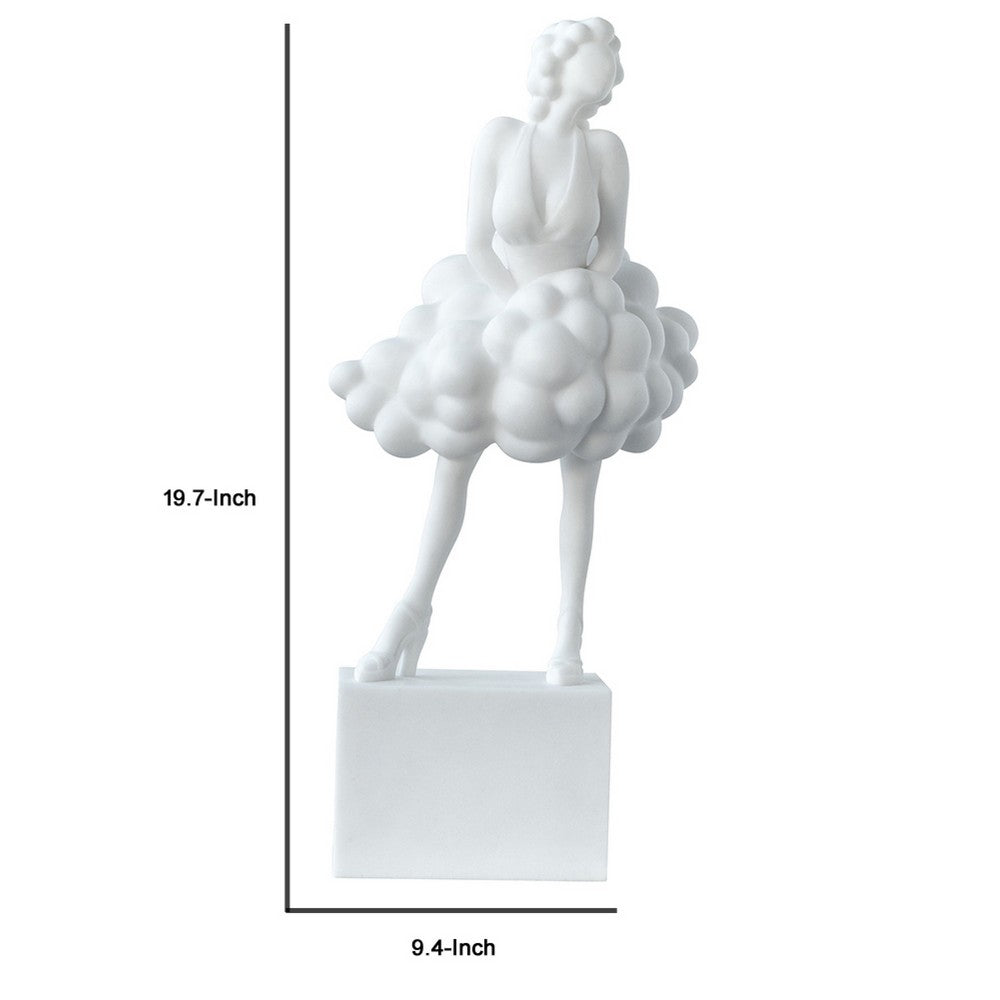Hugo Ladylike Decorative Sculpture | Hand-Carved | White Resin-Marble 20"