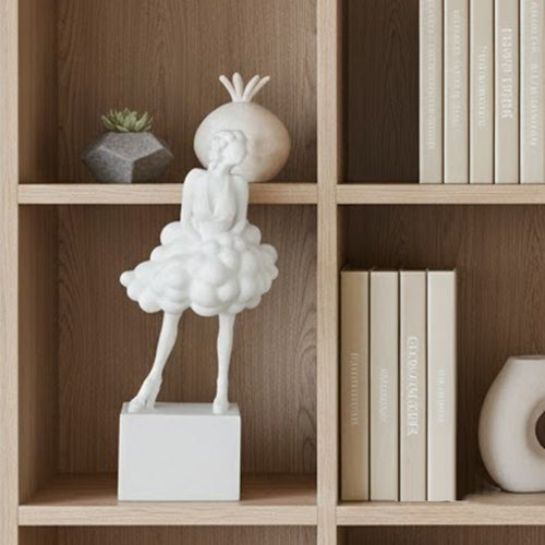 Hugo Ladylike Decorative Sculpture | Hand-Carved | White Resin-Marble 20"