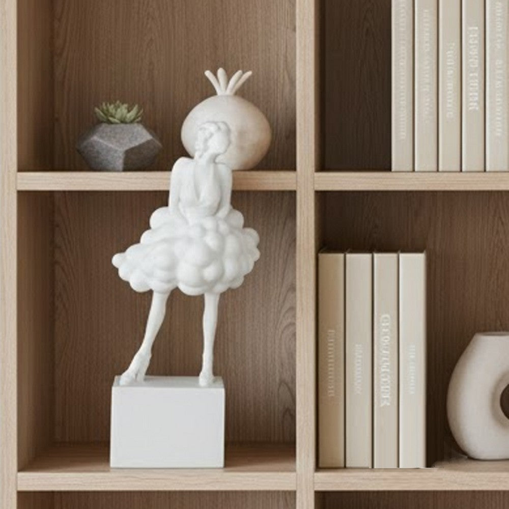 Hugo Ladylike Decorative Sculpture | Hand-Carved | White Resin-Marble 20"