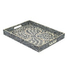 Berty Rectangular Decorative Tray | Mosaic Pattern Black Beige Capiz 18x14