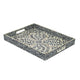 Berty Rectangular Decorative Tray | Mosaic Pattern Black Beige Capiz 18x14