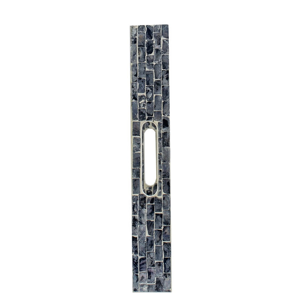 Berty Rectangular Decorative Tray | Mosaic Pattern Black Beige Capiz 18x14