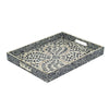 Berty Rectangular Decorative Tray | Mosaic Pattern Black Beige Capiz 18x14