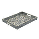 Berty Rectangular Decorative Tray | Mosaic Pattern Black Beige Capiz 18x14