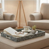 Berty Rectangular Decorative Tray | Mosaic Pattern Black Beige Capiz 18x14