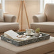 Berty Rectangular Decorative Tray | Mosaic Pattern Black Beige Capiz 18x14