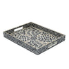 Berty Rectangular Decorative Tray | Mosaic Pattern Black Beige Capiz 15x12