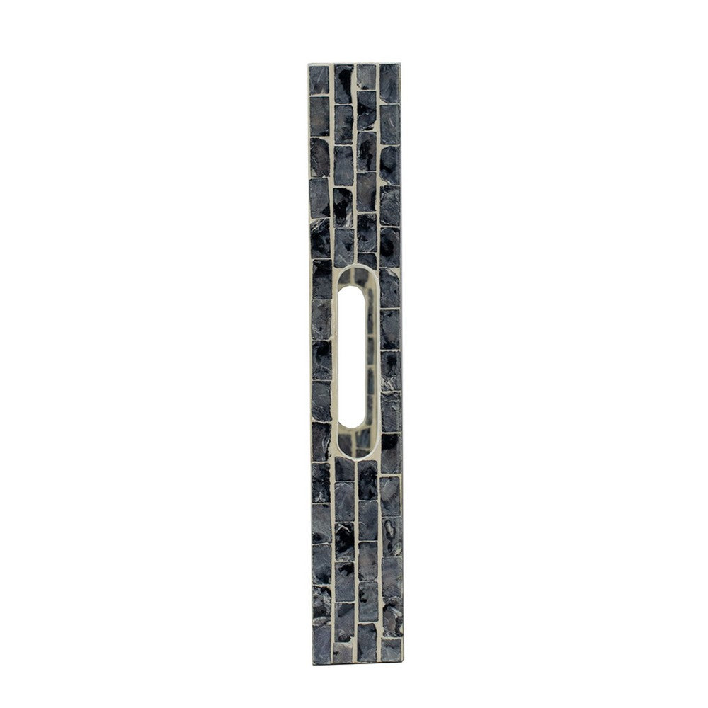 Berty Rectangular Decorative Tray | Mosaic Pattern Black Beige Capiz 15x12