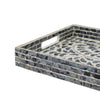 Berty Rectangular Decorative Tray | Mosaic Pattern Black Beige Capiz 15x12