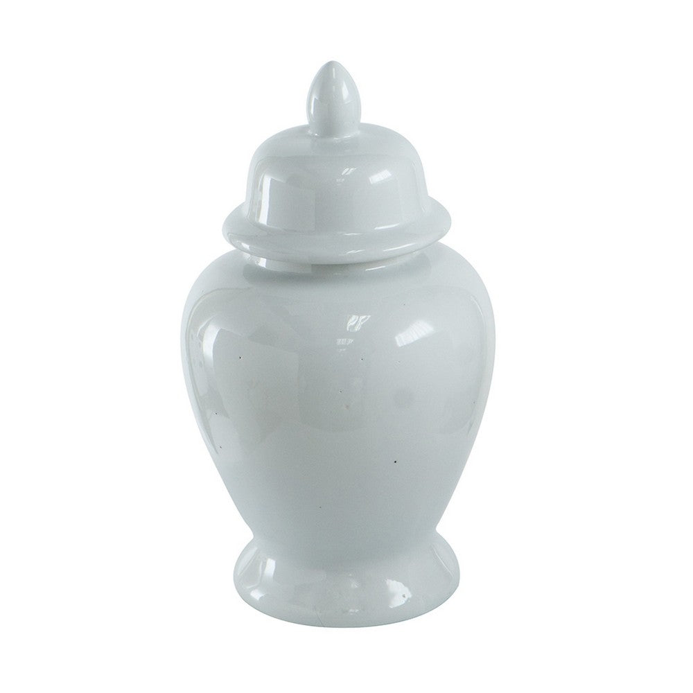 Shey Seaford Medium Ginger Jar with Finial top Lid | White Porcelain 17"