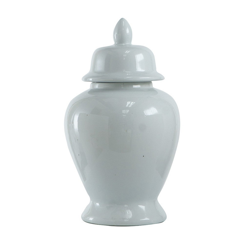 Shey Seaford Medium Ginger Jar with Finial top Lid | White Porcelain 17"