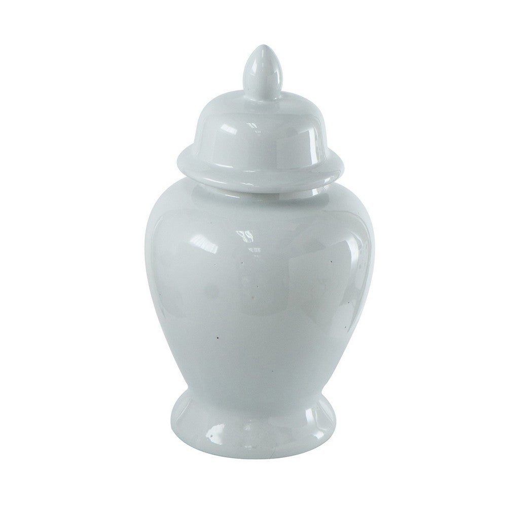 Shey Seaford Medium Ginger Jar with Finial top Lid | White Porcelain 17"