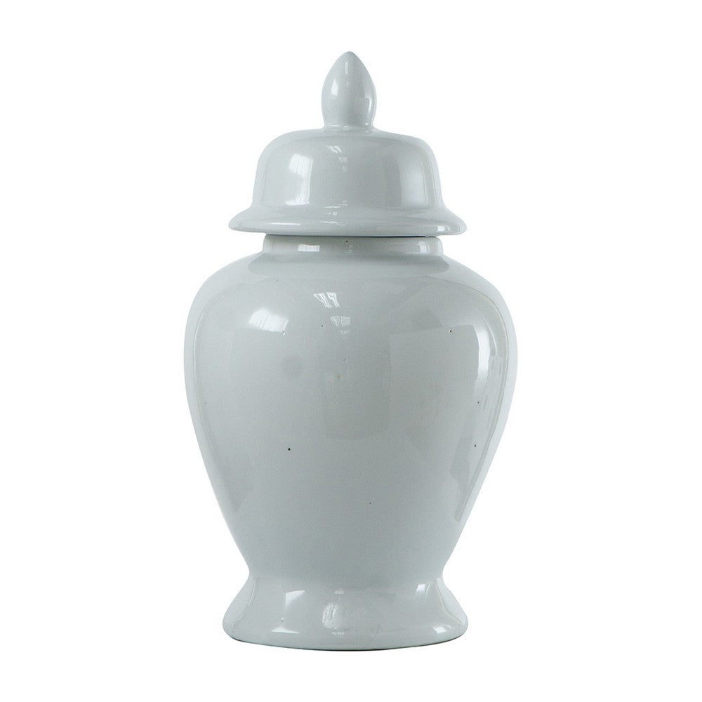 Shey Seaford Medium Ginger Jar with Finial top Lid | White Porcelain 17"