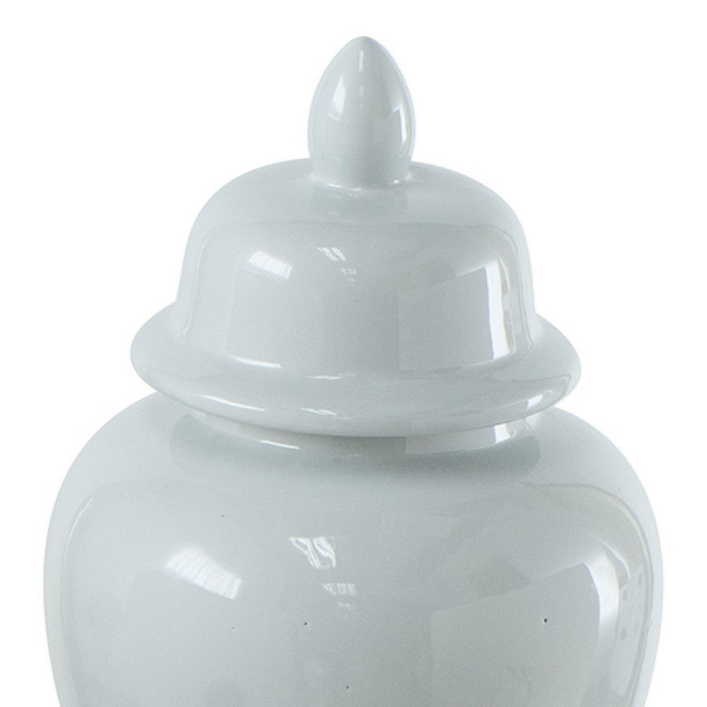 Shey Seaford Medium Ginger Jar with Finial top Lid | White Porcelain 17"
