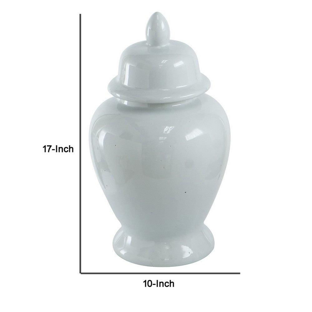 Shey Seaford Medium Ginger Jar with Finial top Lid | White Porcelain 17"
