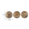 Leah Decorative Accent Ball Set of 3 | Grain Pattern Brown Teak Wood 6"