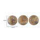 Leah Decorative Accent Ball Set of 3 | Grain Pattern Brown Teak Wood 6"