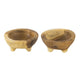 Novie Teak Wood Footed Round Bowls, Set of 2 12" Natural Carved