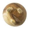Novie Teak Wood Footed Round Bowls, Set of 2 12" Natural Carved