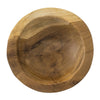 Novie Teak Wood Footed Round Bowls, Set of 2 12" Natural Carved