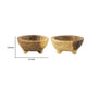 Novie Teak Wood Footed Round Bowls, Set of 2 12" Natural Carved