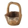 Zack Teak Wood Bowl with Handle | Brown Flowing Grain Pattern | 13"