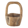Zack Teak Wood Bowl with Handle | Brown Flowing Grain Pattern | 13"