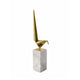 Komi Origami Bird Sculpture | White Marble Base | 21" Gold Steel