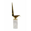 Komi Origami Bird Sculpture | White Marble Base | 21" Gold Steel