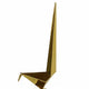 Komi Origami Bird Sculpture | White Marble Base | 21" Gold Steel
