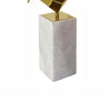 Komi Origami Bird Sculpture | White Marble Base | 21" Gold Steel